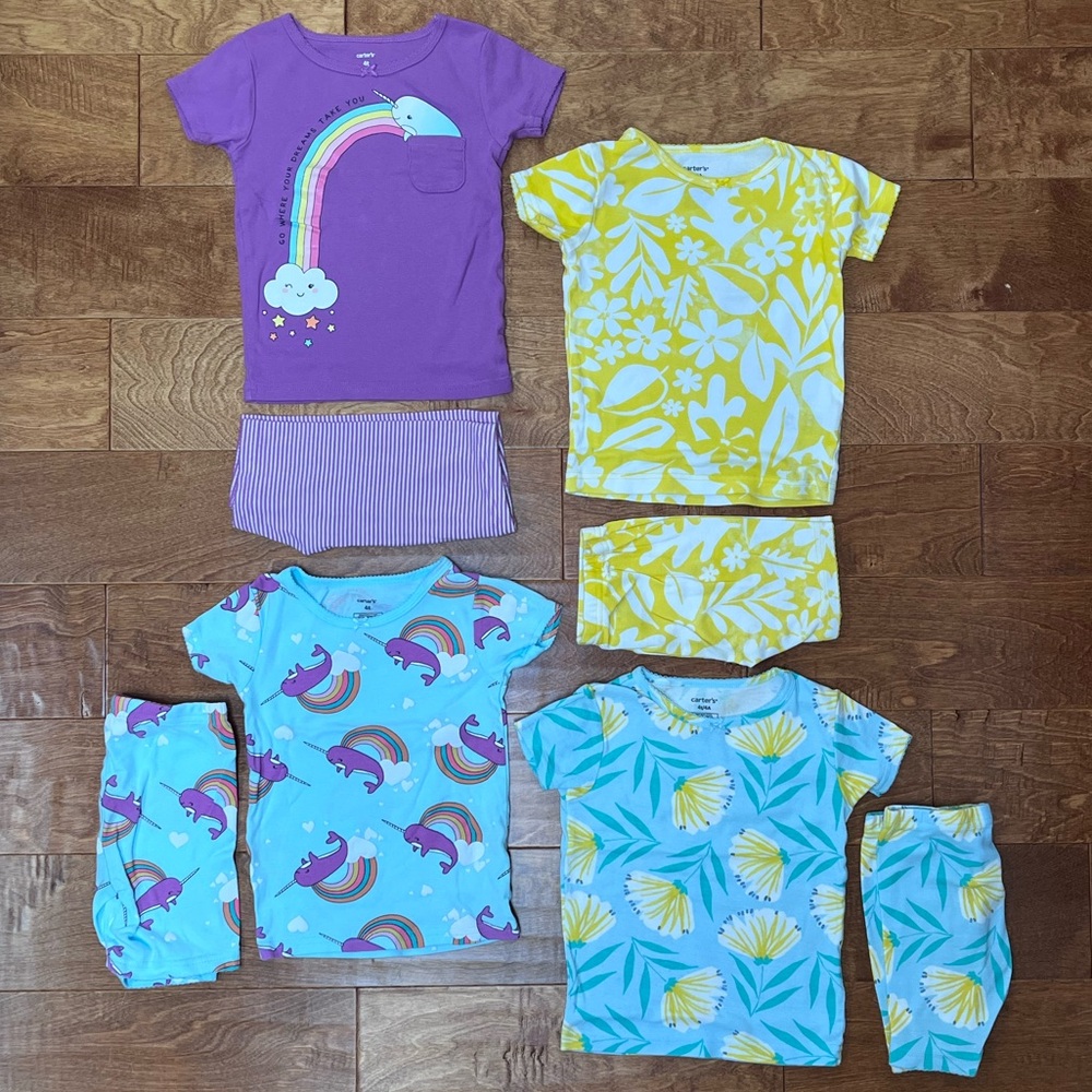 Toddler Girls Carters 2-Piece Short Sleeve + Shorts Pajama Sets - 4T - Floral